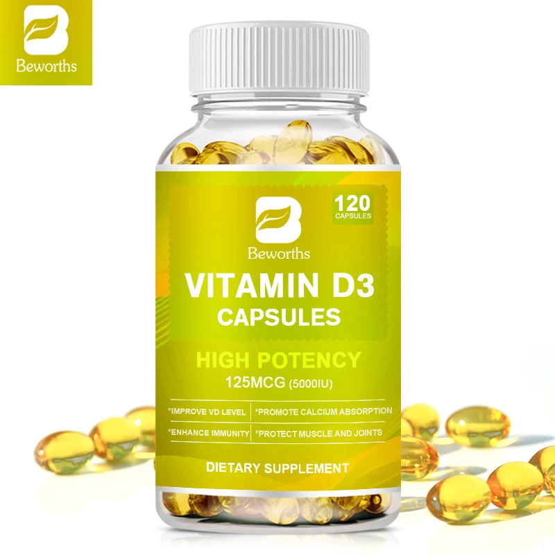 BEWORTHS Vitamin D3 Capsulesfor Immune Health Promote Calcium Absorption Strengthen Teeth and Bones Vitamin D Supplements