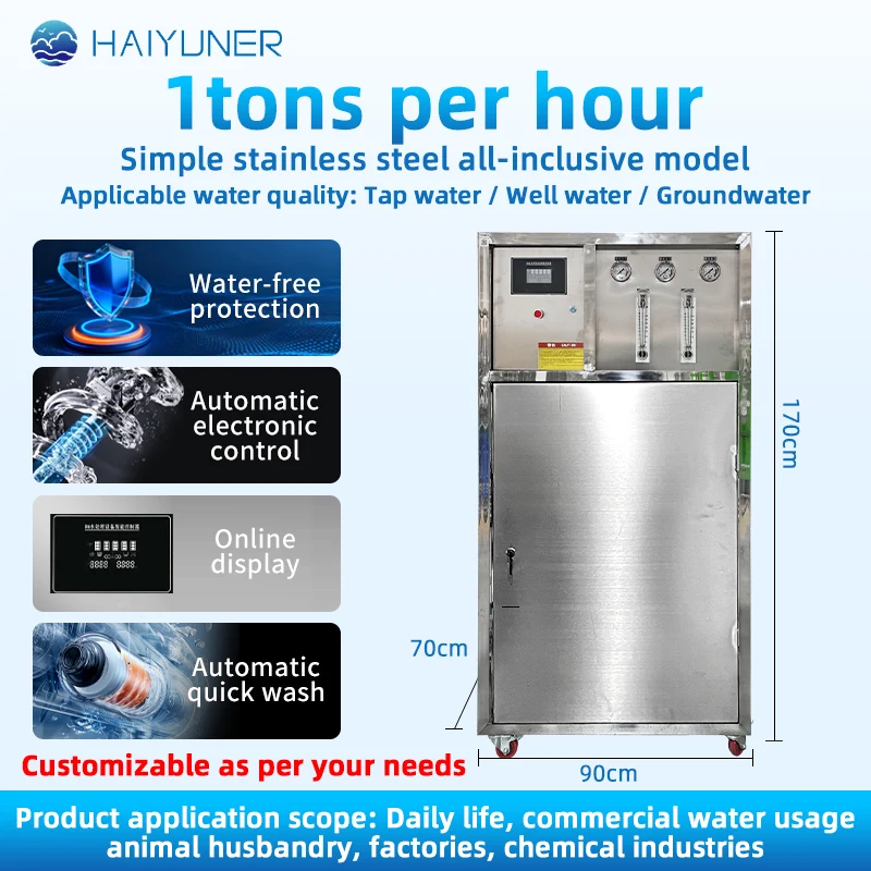 Commercial Drinking Water Station With RO Controller, 1000LPH Water Purifying Plant For Community