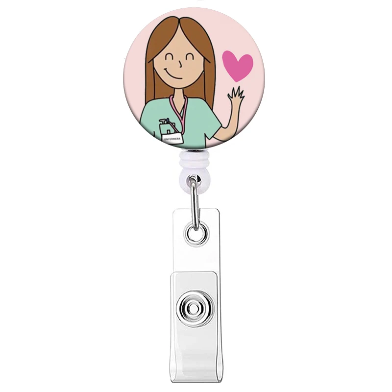 1PC Krankenhaus Krankenschwester Versenkbare Abzeichen Clip Arzt ID Karte Halter Reel für Namensschild Abzeichen Halter Bürobedarf Schnalle – Detail 33
