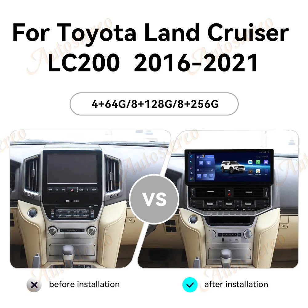 15.9 4K Android Carplay Car GPS Navigation for TOYOTA LAND CRUISER LC200 2016-2021 Update LC300 Car Multimedia Player Head Unit