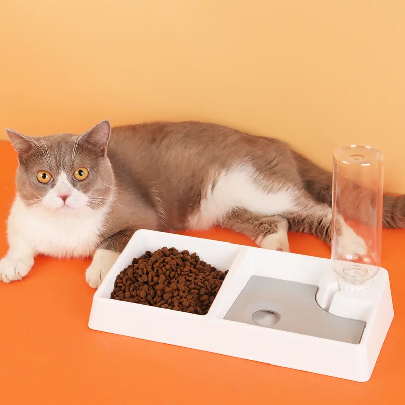 

Pet Feeder 2-in-1 Cat Water Food Bowls Automatic Anti Spill High Quality Material Bowls Pet Supplies