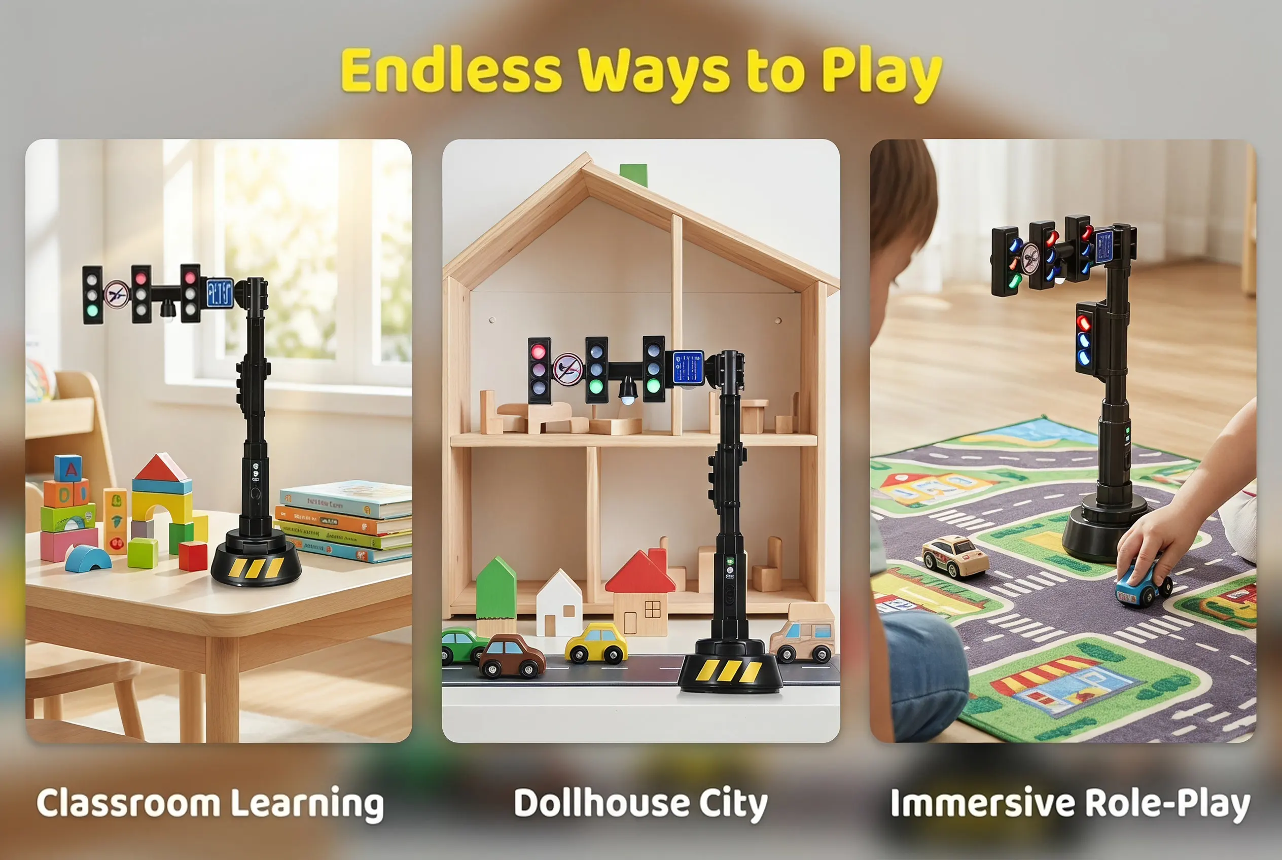 Simulation Traffic Light Realistic Signal Lamp Early Education Learning Role Play Automatic Light Change Sound Effects