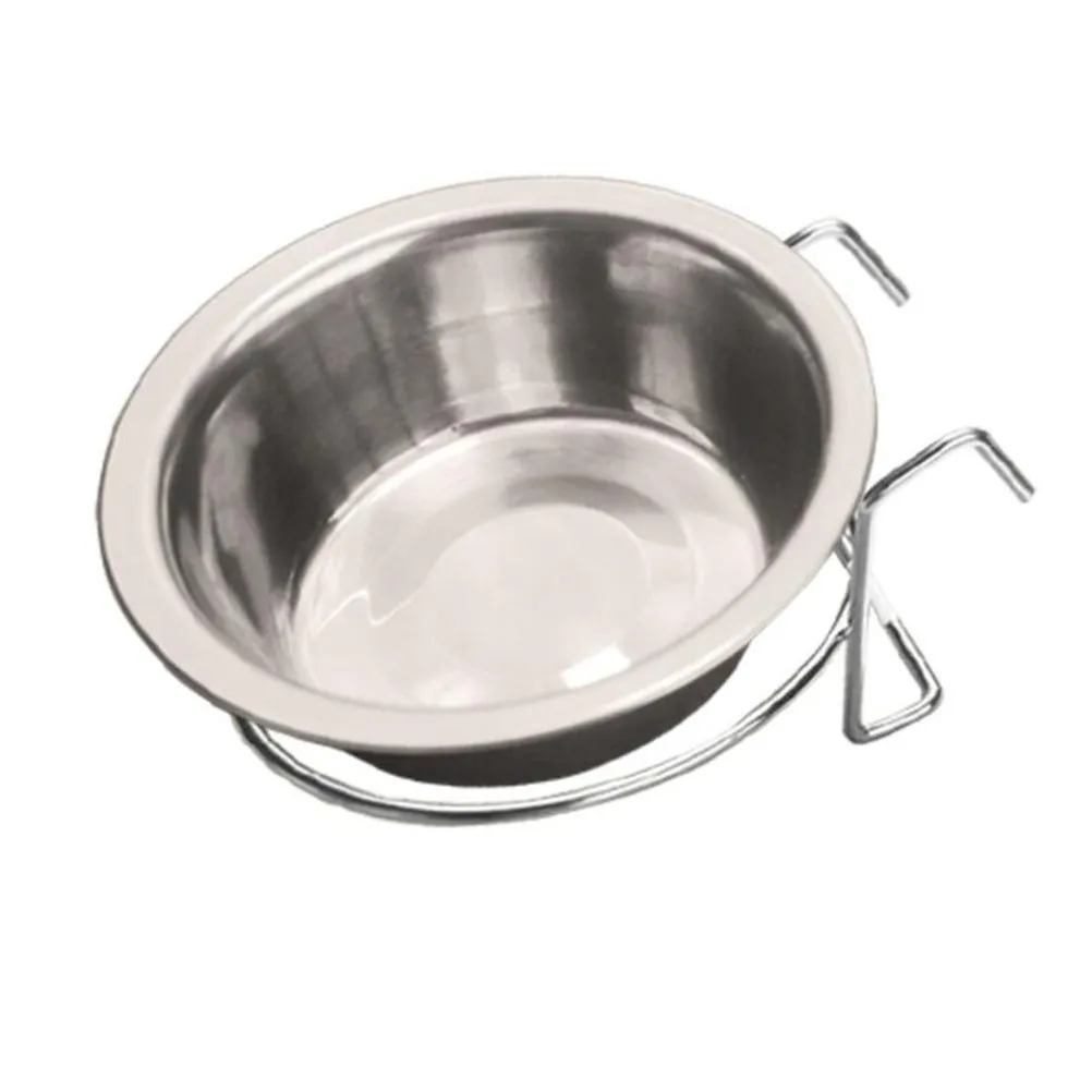 3Pcs Stainless Steel Hanging Pet Feeding Bowls Cage Mounted Food Water Holders for Bird Dog Rabbit Cat Anti Spill Kennel Cup view 2