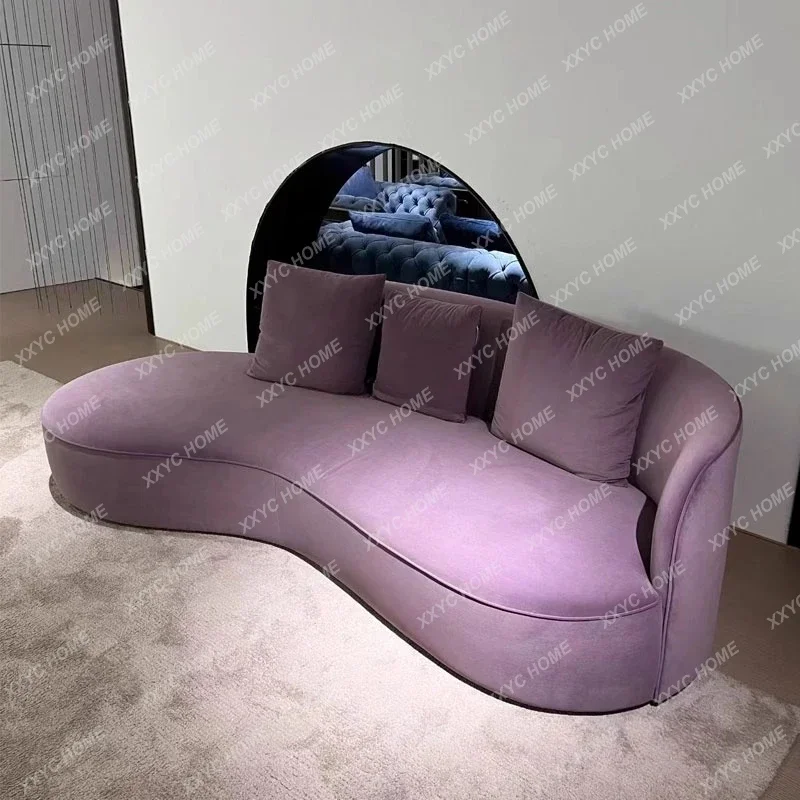 Light luxury fabric home living room casual purple chaise longue sofa