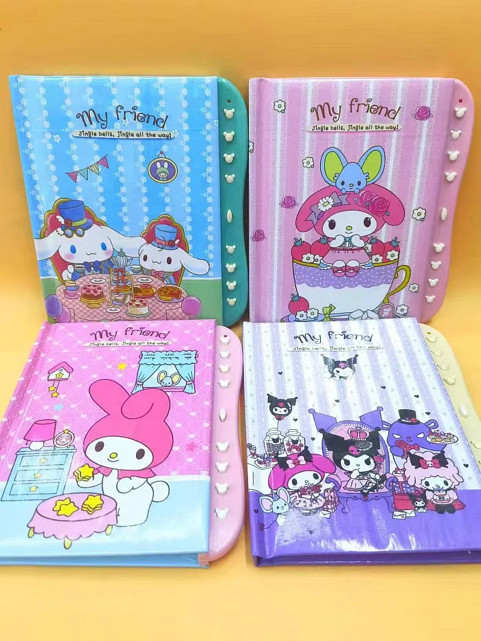 4pcs Kawaii Sanrio Password Lock Notebook Kuromi Melody Cinnamoroll Diary Notepad Planners School Stationery Prize Wholesale