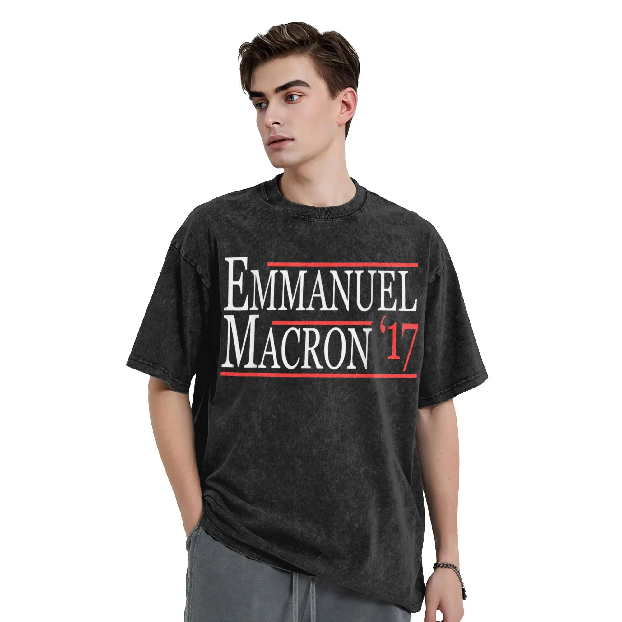 Emmanuel Macron President T-Shirt Summer  Vintage T Shirts Cotton Fashion Tee Shirt For Mens Short Sleeves Loose Top Tees