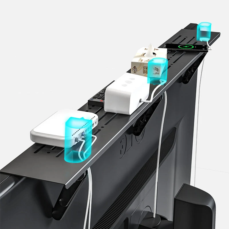 Dobrável monitor de computador rack tv set-top box titular prateleira monitor suporte de tela roteador suporte remoto armazenamento tv rack superior prateleira