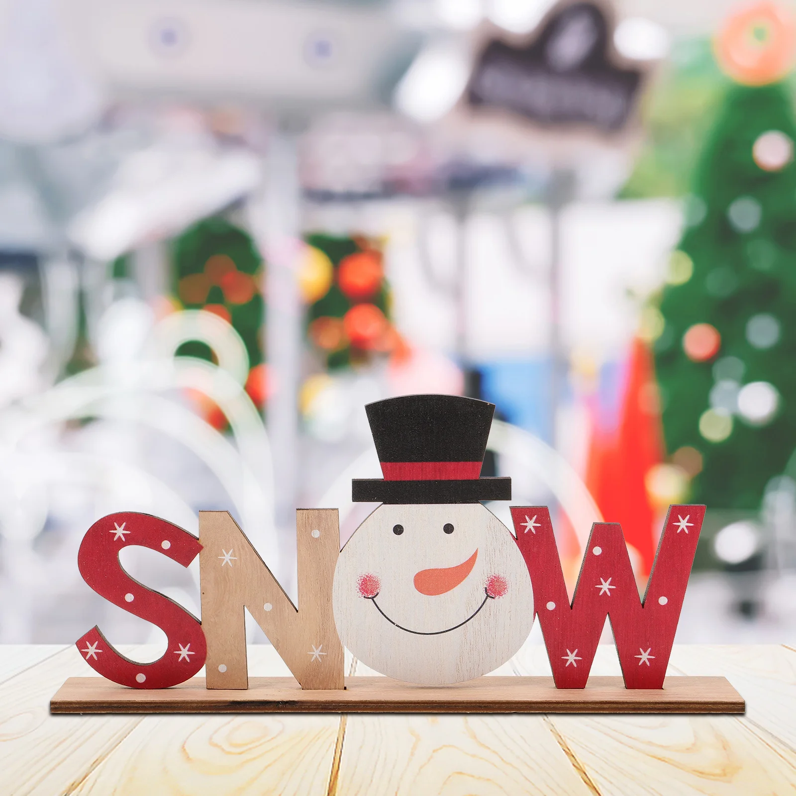 

Festive Christmas Snow Wood Sign Rustic Snowman Plaque Tabletop Xmas Party Decoration Christmas Snow Wood Sign