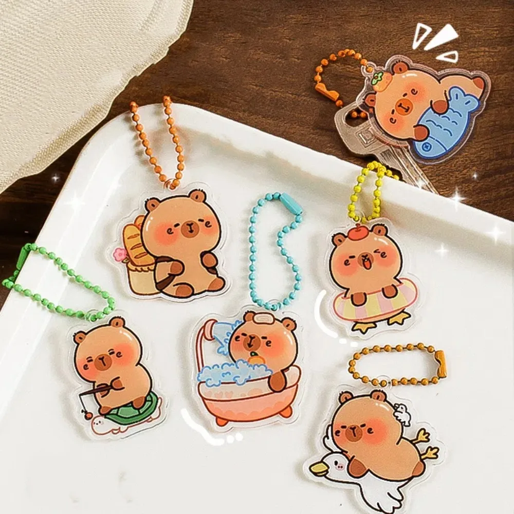 Decor Lovely Capybara Keychain Acrylic Cartoon Bag Charm Pendant Gift