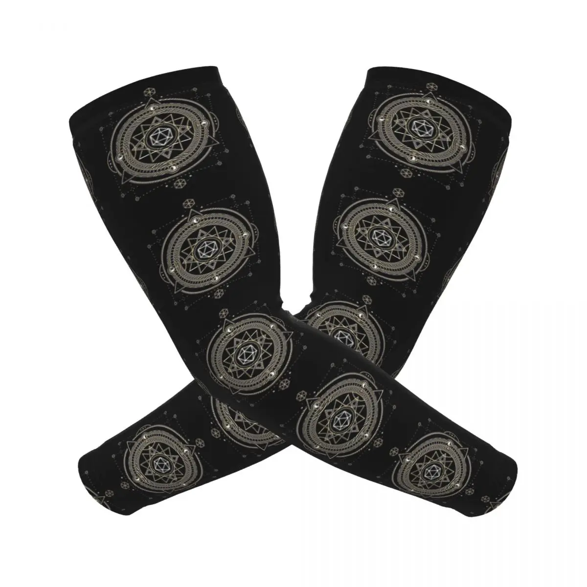 多面体 D20 サイコロ オカルティの神聖なシンボル アームスリーブ 男性 女性 太陽 UV 保護 タトゥー カバーアップ スポーツ クーリング サイクリング
