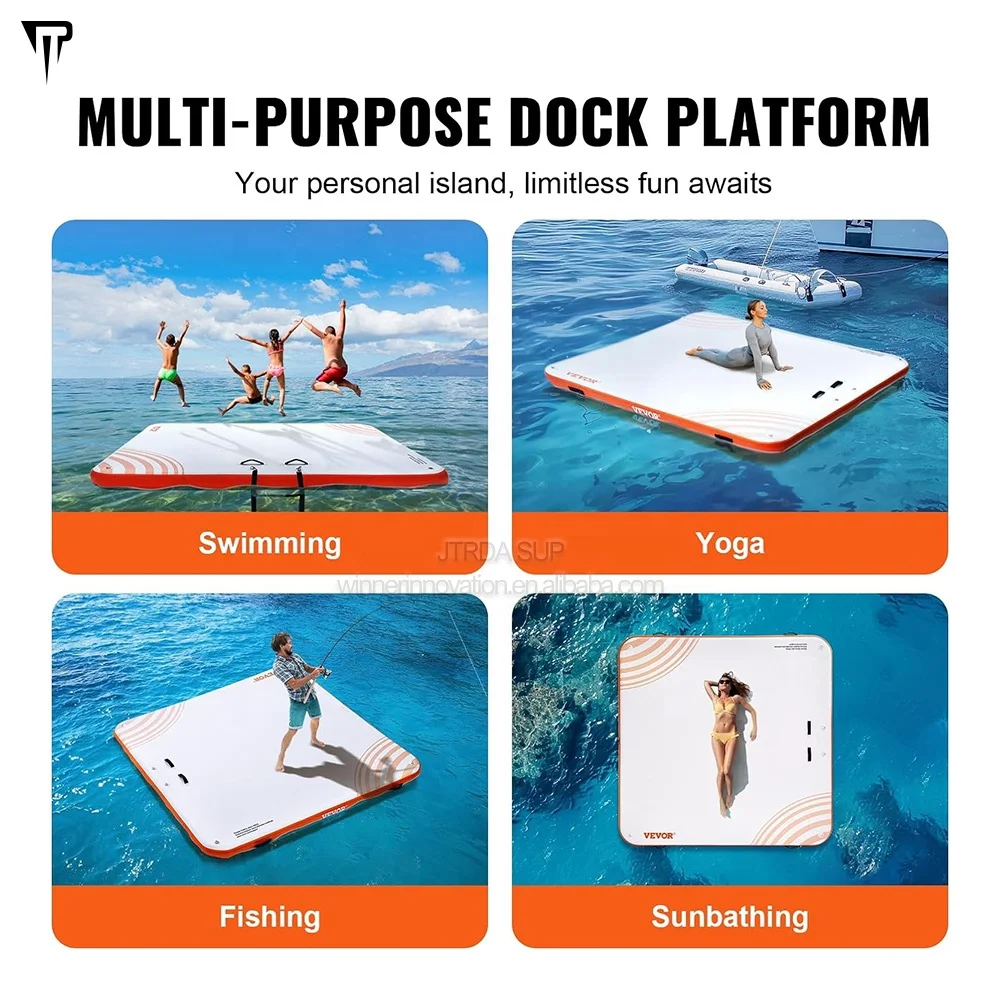Inflatable Water Pool air Platform Floating Dock Portable Party Island Raft for Pool Sea Ocean Lake
