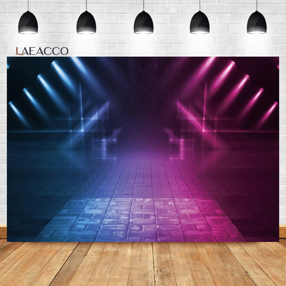 Laeacco Purple Lighting Wood Floor Stage Decor Photocall Backdrop Kids Adult Portrait Photography Background For Photo Studio