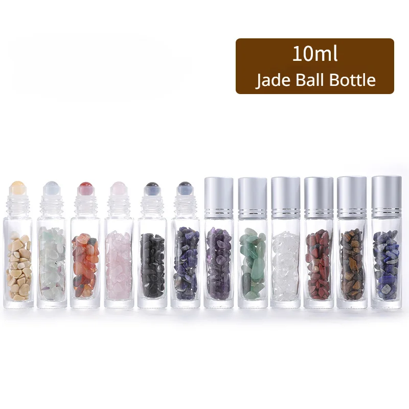 10ml Natural Gemstone Roller Ball Bottle Refillable Essential Oil Body Perfume Glass Inside Healing Crystal Beauty косметика