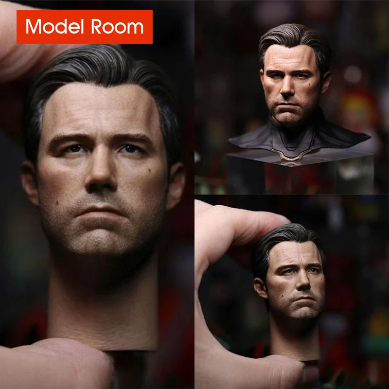 1/6 Bat Hero Ben Affleck Head Sculpt with Extra Collar Head Carving Model Fit 12'' Male Soldier Action Figure Body