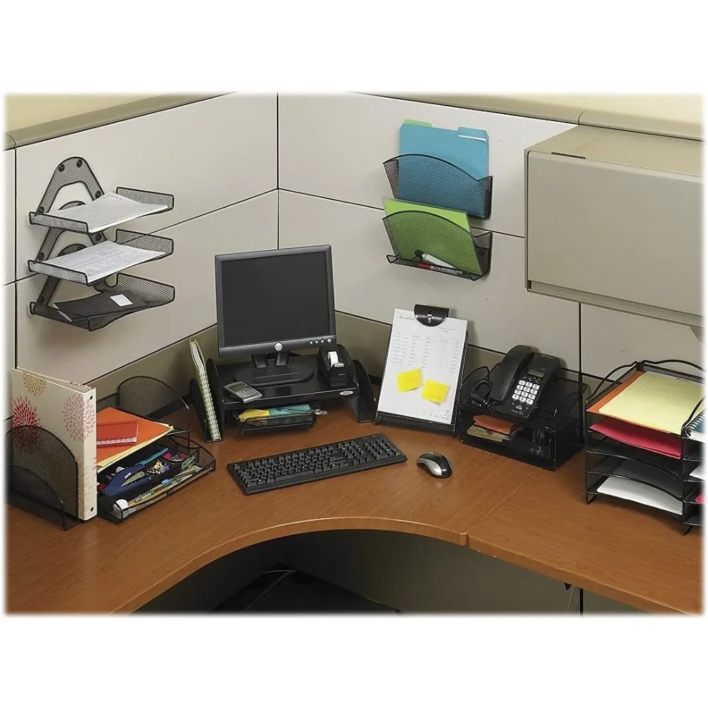 Durable Steel Mesh Phone and Utility Tray with Drawer, Desktop Organizer for Office and Home Use