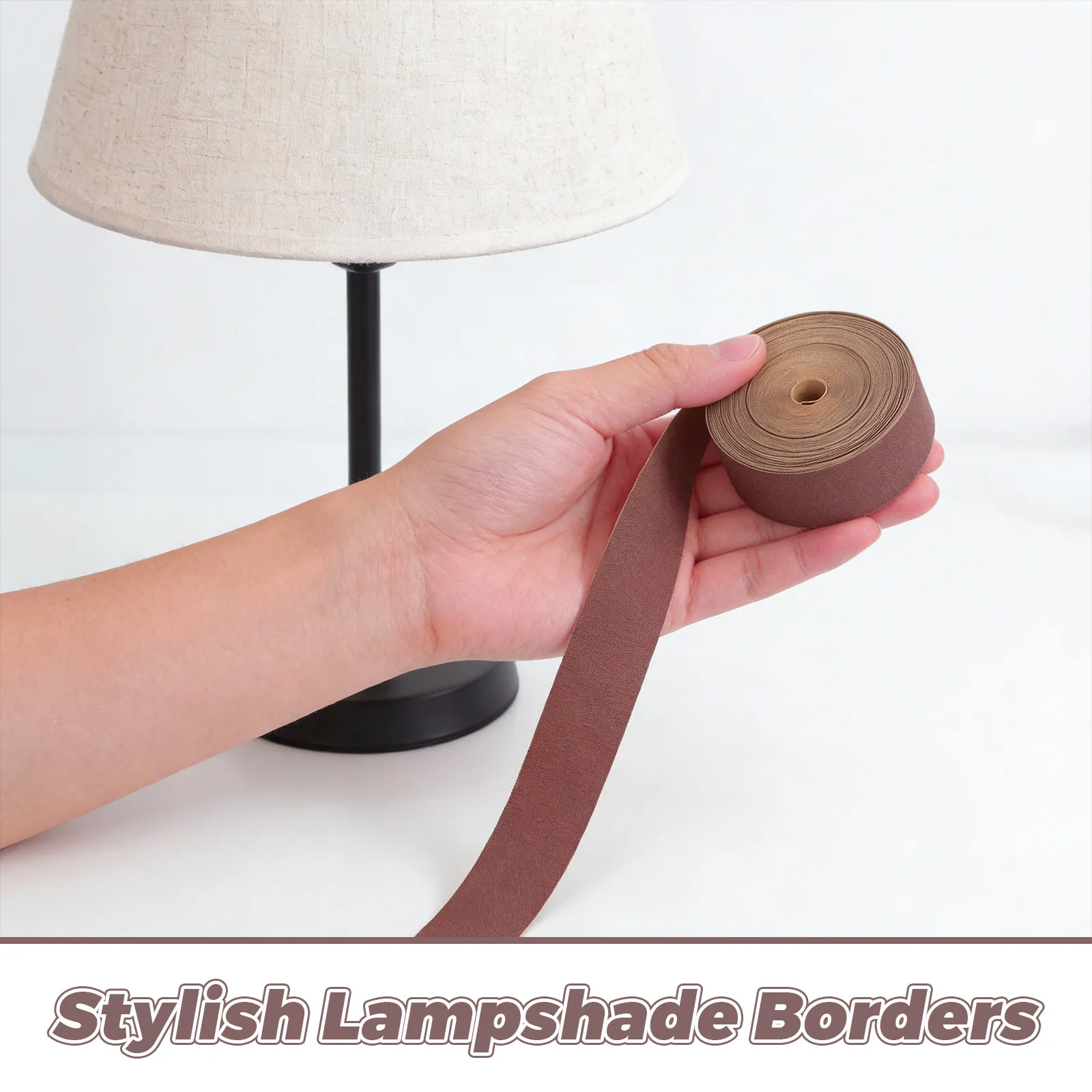 1 Roll Lampshade Edging Tape 6M 20Ft Self Adhesive Cloth Trim Ribbon for DIY Lamp Shade Repair Decorative Border Finishing Seam