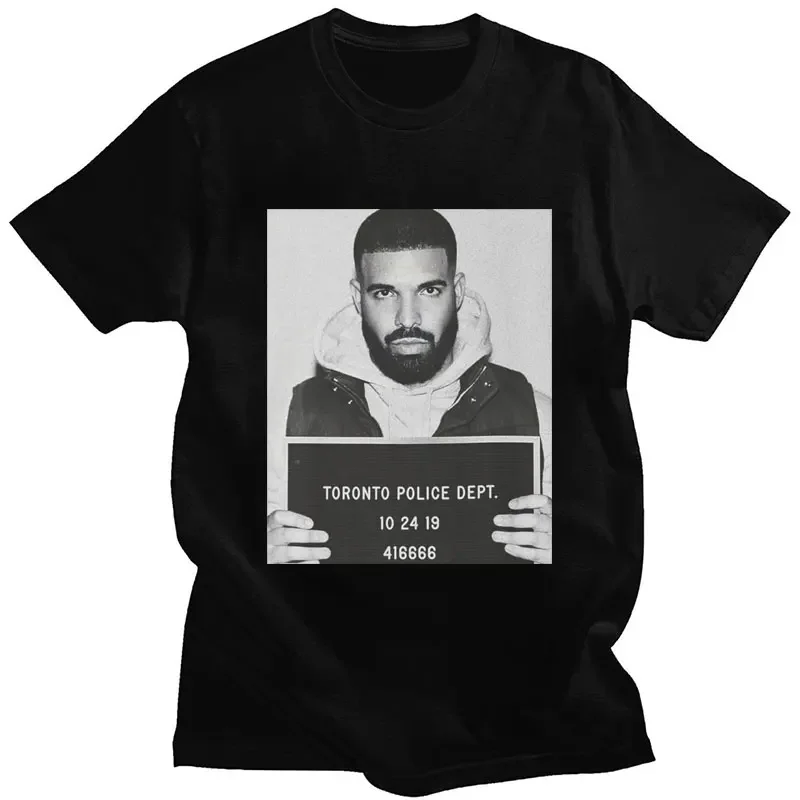 Rapper Drizzy Drake Iconic Mugshot T Shirt Men Women Cotton Oversized Vintage Funny Short Sve Hip Hop T-Shirt Male Streetwear