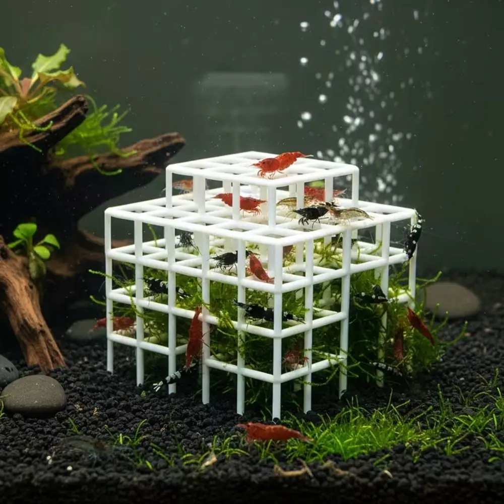 3D Printed Aquarium Cave Ornament Grid Multi-level Natural Look Betta Shelter Cave Multi-level Structure Hollowed-out Design