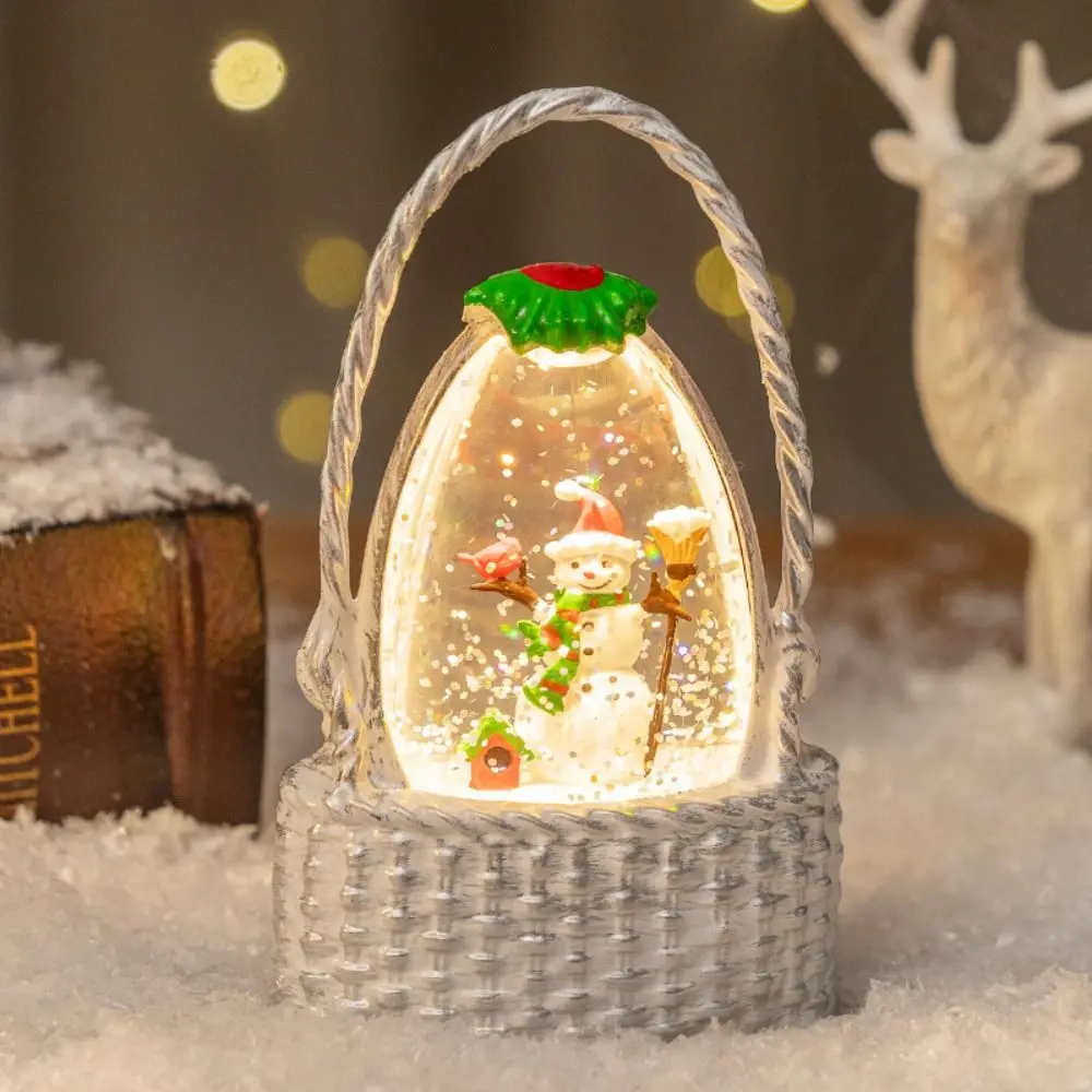 Night Light Luminous Snow Globe Lantern LED Crystal Snowflake Wind Lamp Festive Atmosphere Small Christmas Night Light Xmas