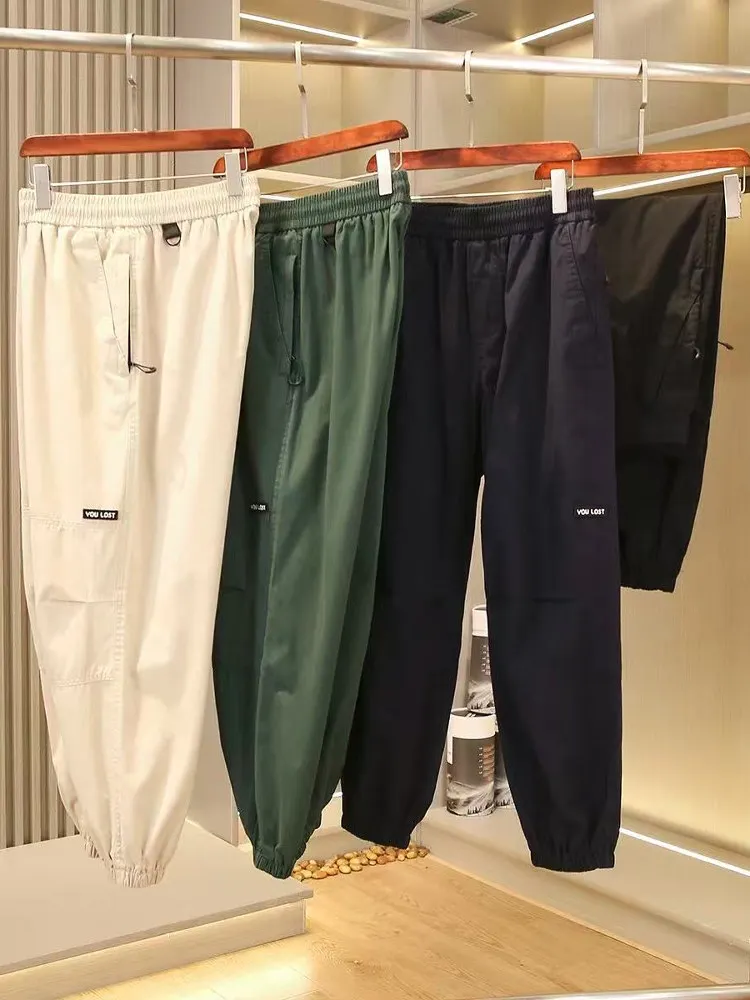 

Мужские повседневные брюки для активного отдыха с эластичным поясом, свободного кроя, весенние, модные, с трехмерным кроем, спортивные, для молодежи