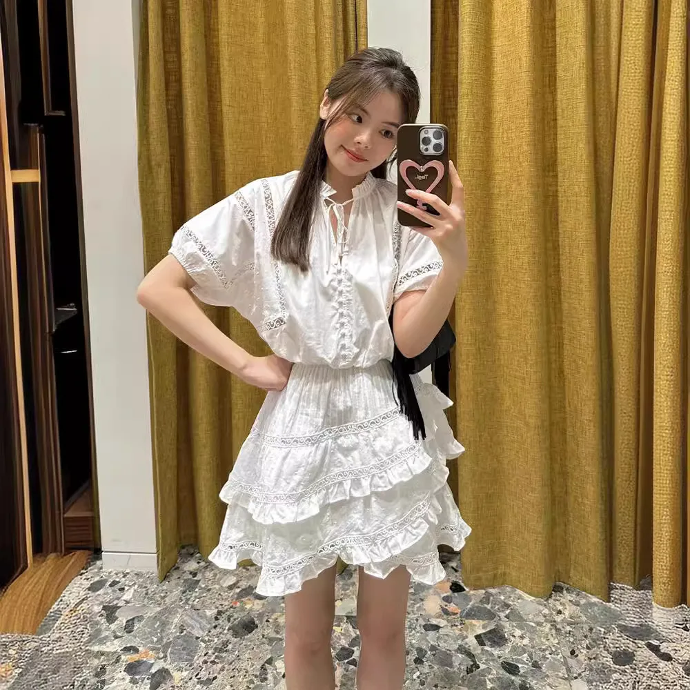 Vestido Romântico Vaion para Mulheres, Saia em Camadas com Cinto, Estilo A-Line de Verão