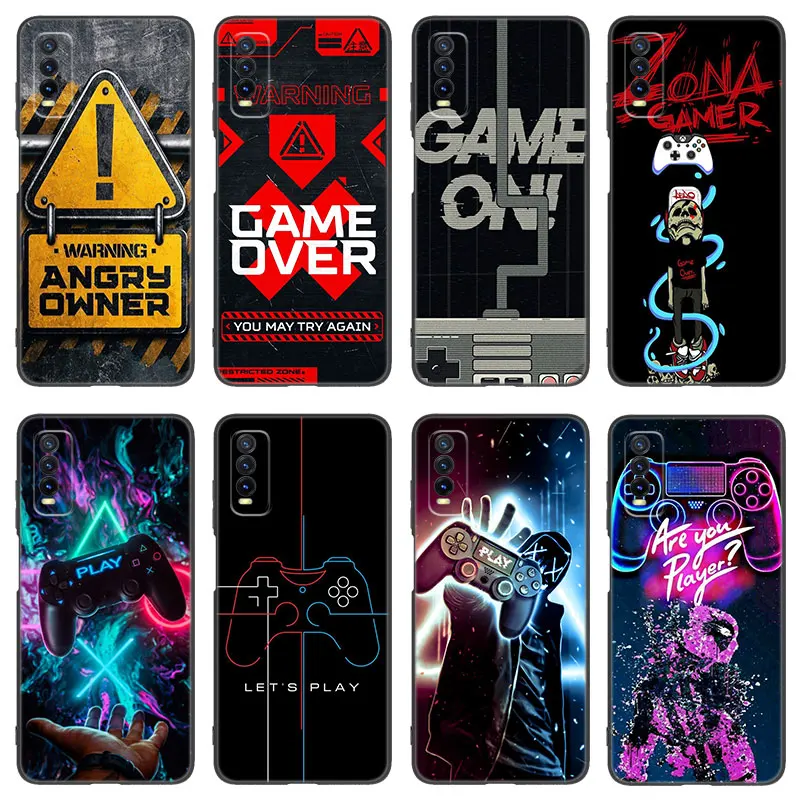 Game Zone Gamer Black Silicone Phone Case For VIVO V27 V29 V30 Pro Y02 Y15 Y17 Y33 Y76 S Y27 Y55 Y78 5G Y16 Y21 Y22 Y35 Y36