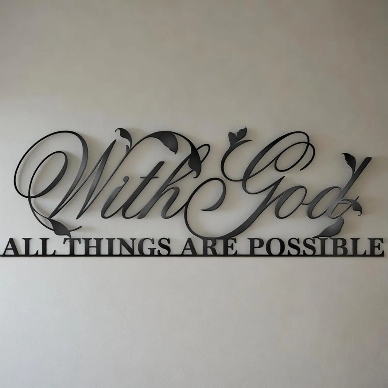 Metal Wall Art With God All Things Are Possible, Blessed By The Grace of God Metal Wall Art Sign, Bible Verses Metal Wall