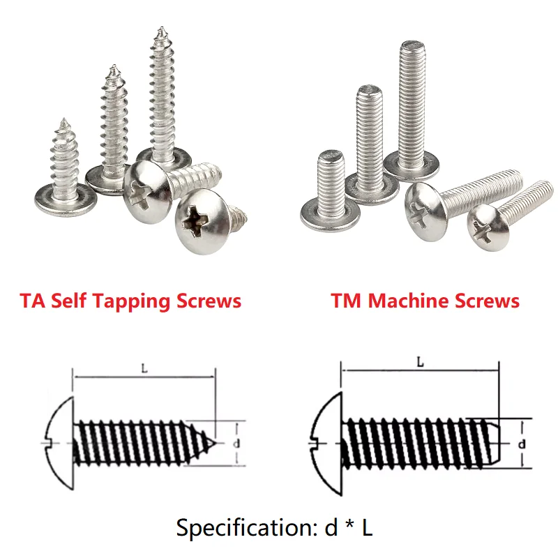 M3 M4 TA/TM Cross Phillips Truss Mushroom Head Self Tapping / Machine Screws and Nut Washer Set Assortment Kit
