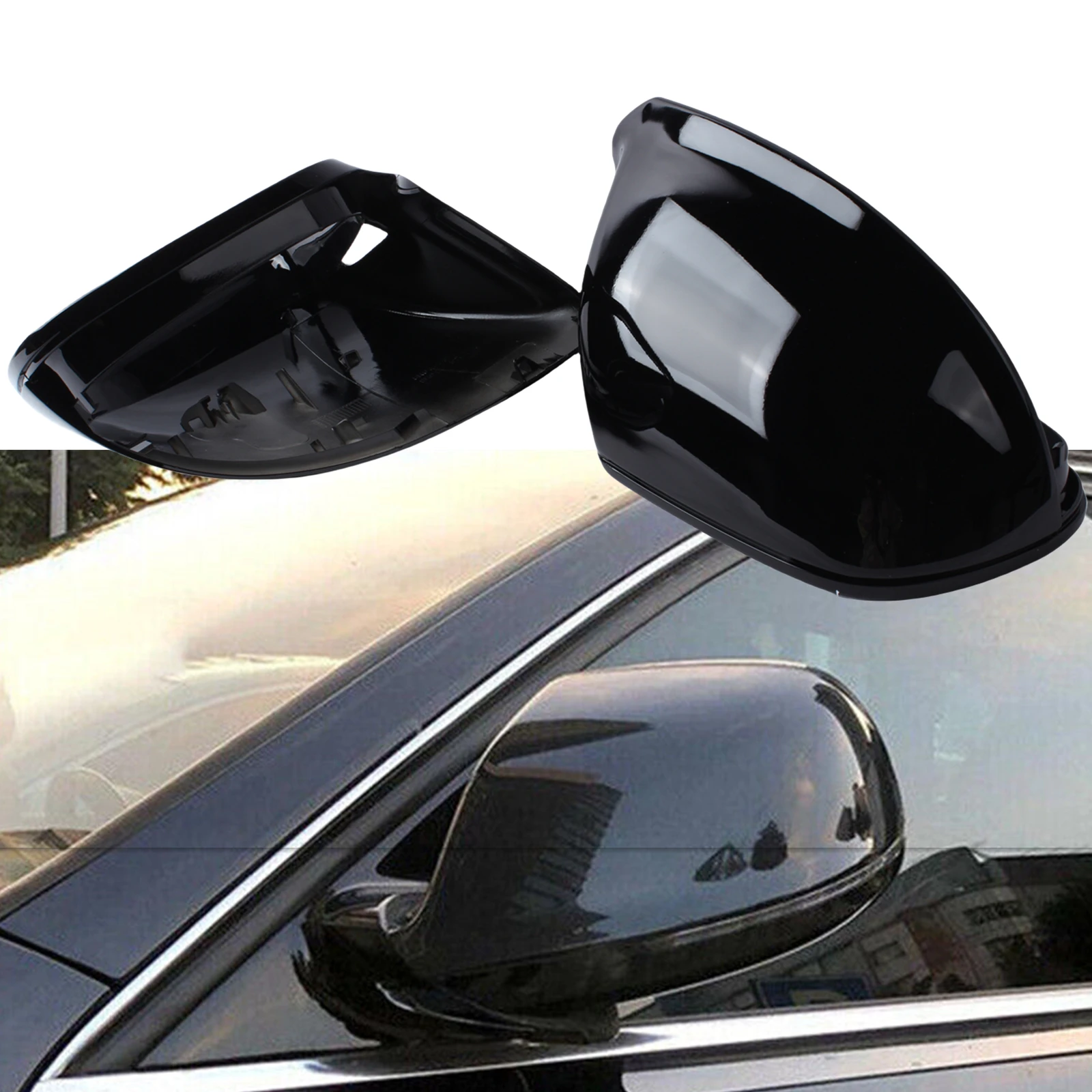 

Mirror Cover For Audi Q5 2009-2017 Q7 2009-2015 With Lane Assist Gloss Black Exterior Rear View Cap Shell Clip On Replacement