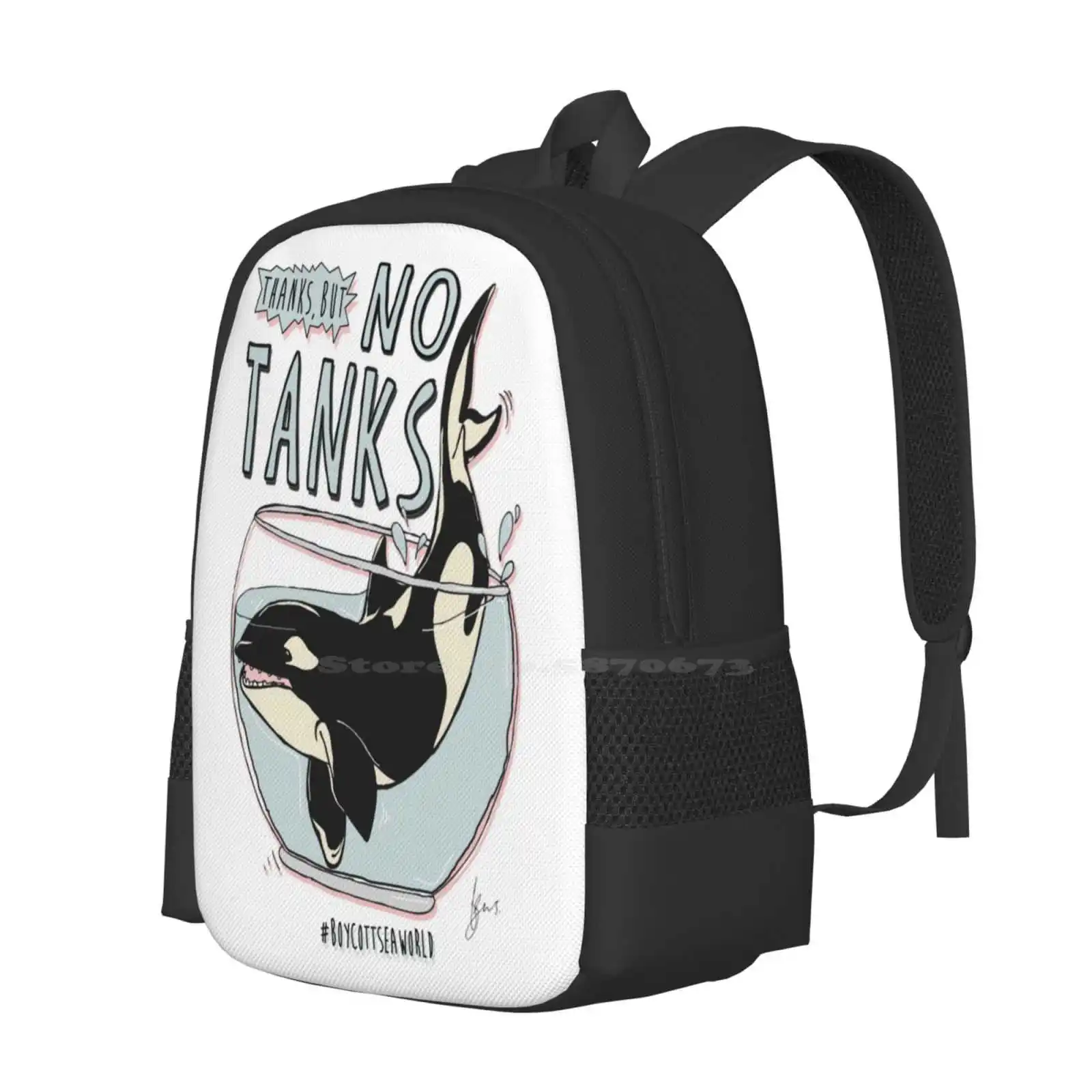 Seaworld Pattern Design Bagpack School Bags Save The Orca Thanks But No Whale Anti Sea World Blackfish Boycott Sea World Tank