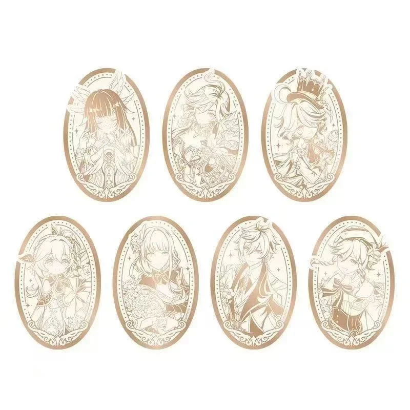 7Pcs/Lot Game 7 Archons Barbatos Focalors Beelzebul Morax Pyro Archon Buer Columbina Hyposelenia Anniversary Holographic Pin