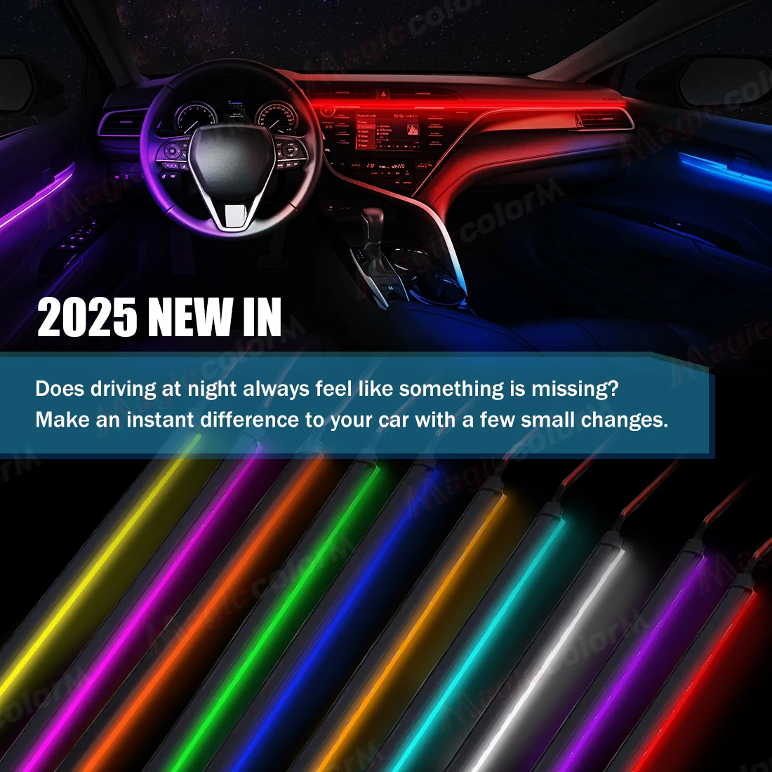 Vgetting Ambient Light 110CM LED Acrylic Strip For Auto DIY Cuttable Flexible Decorative Lamp Hidden Car Interior White Red Blue