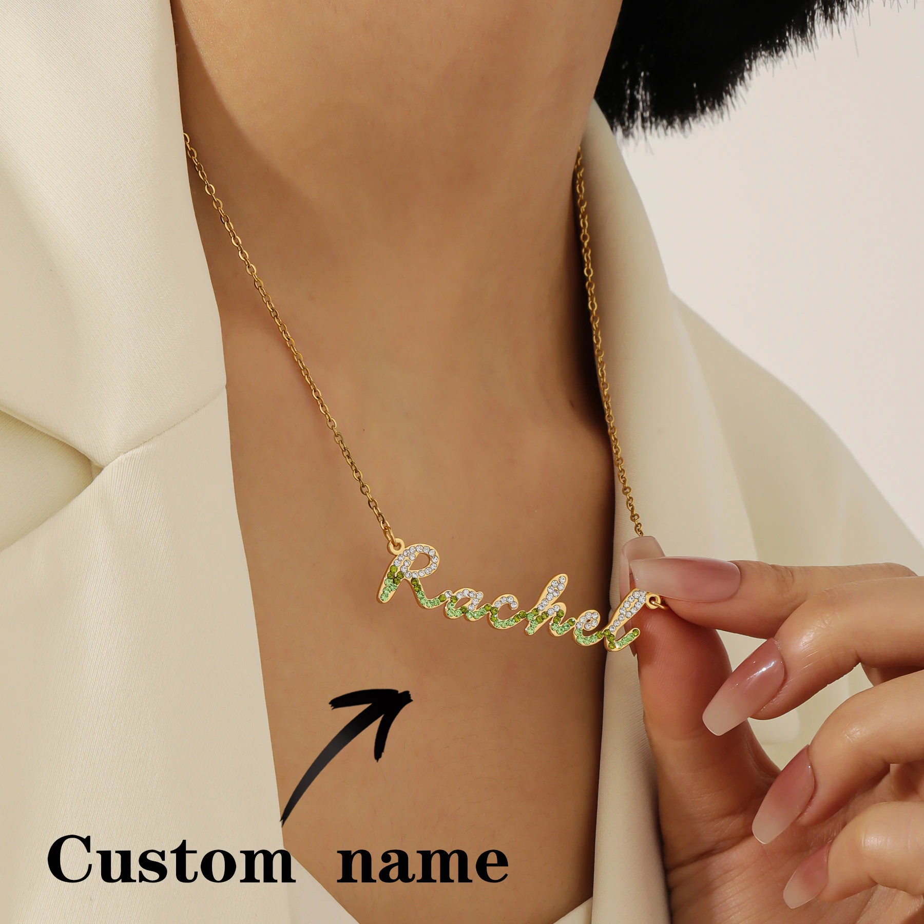 

Sparkling Multi Color Name Necklace - Ombre Necklace Personalized Name Necklace Diamond Luxury Jewelry Wedding Gift for Bride