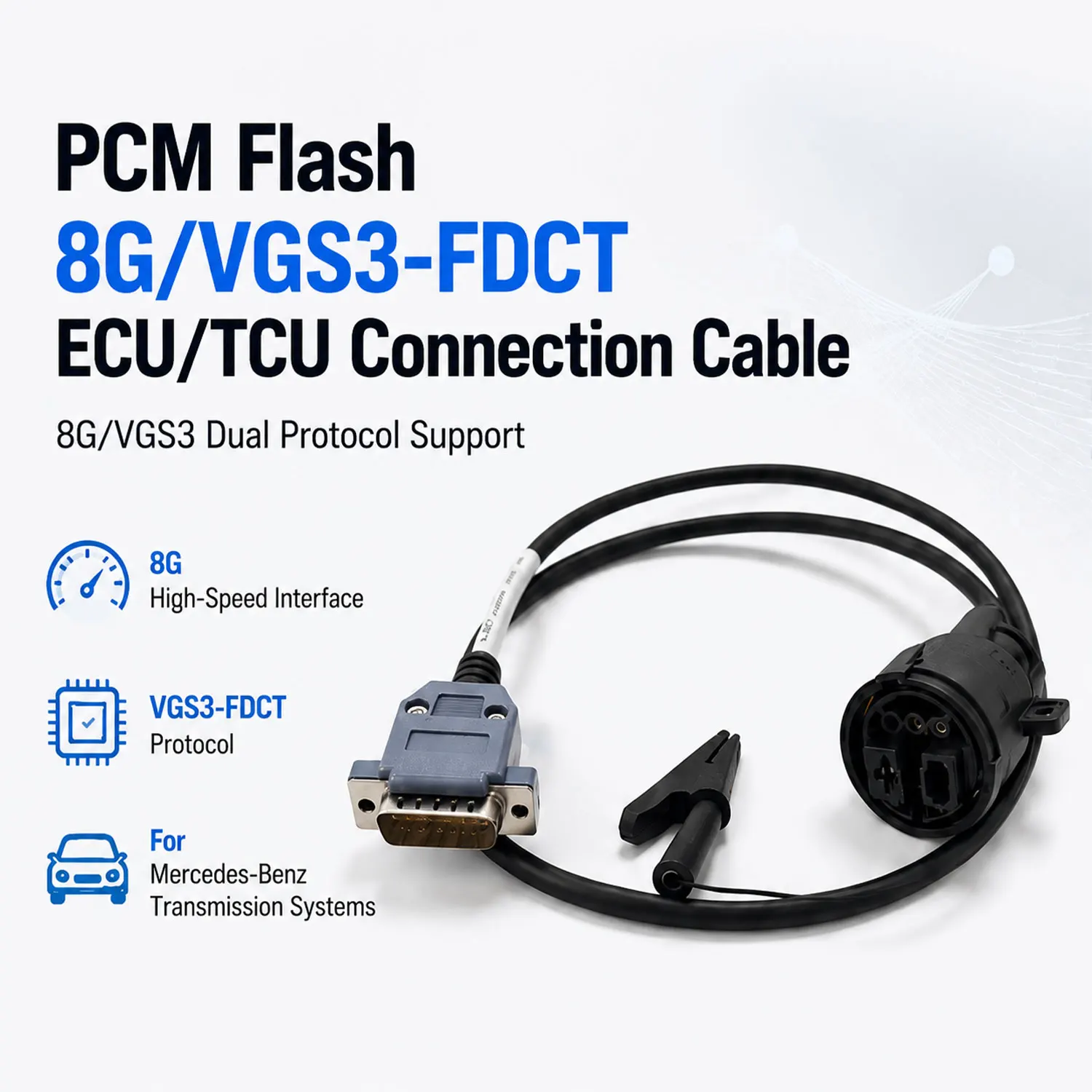 Mercedes ECU TCU Connection Cable 8G/VGS3-FDCT for 2018-2023 Mercedes Models, 2MB/s High Speed Programming, PCM Flash Compatible