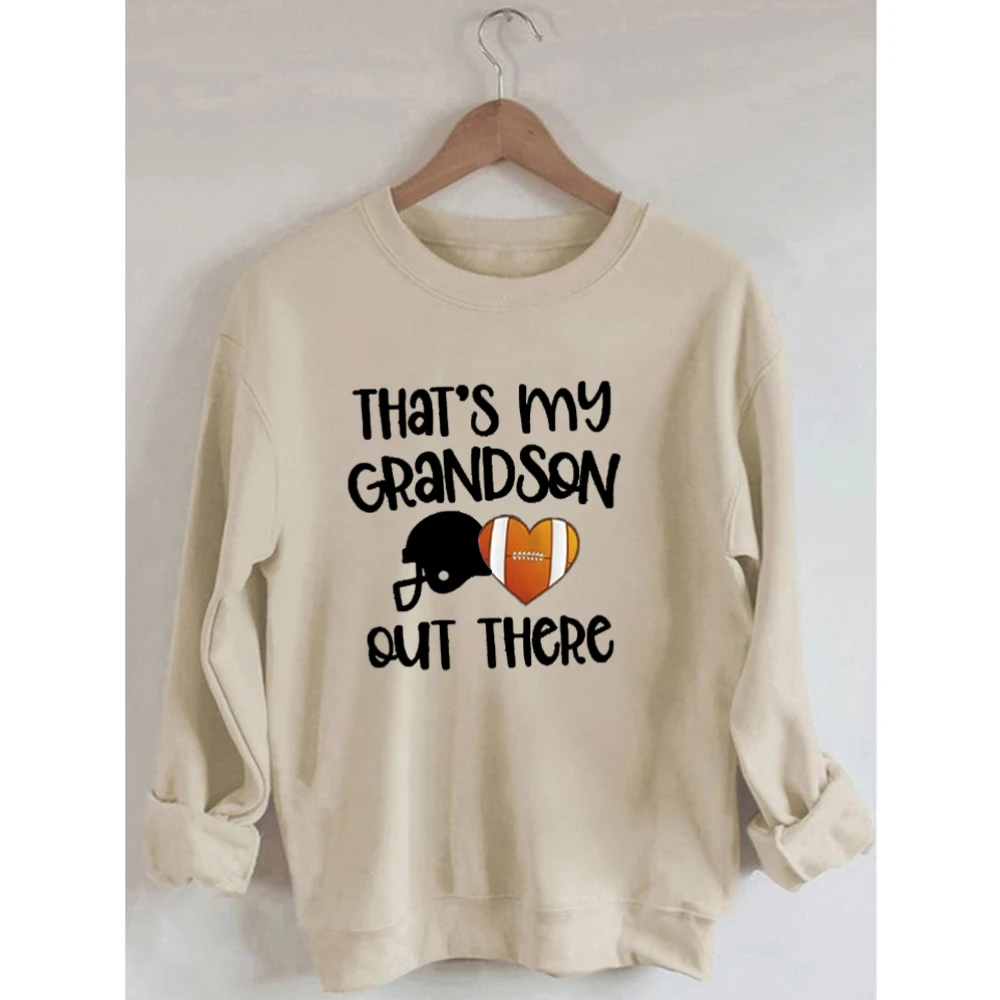 

Rheaclots That's My Grandson Out There Print Women's Cotton Female Cute Long Sleeves Sweatshirt