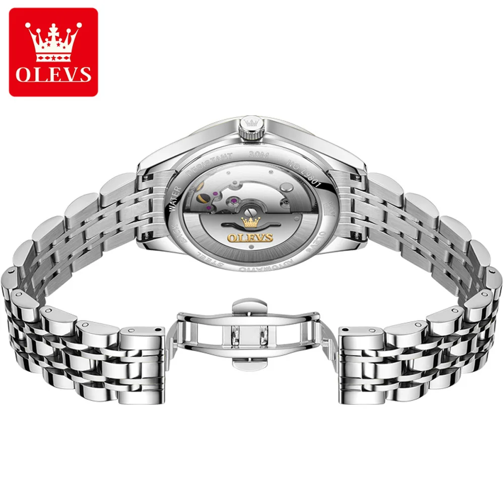 OLEVS 9801 Luxury Automatic Mechanical Wristwatch For Women Elegant Luminous Waterproof Fashion Ladies Watch