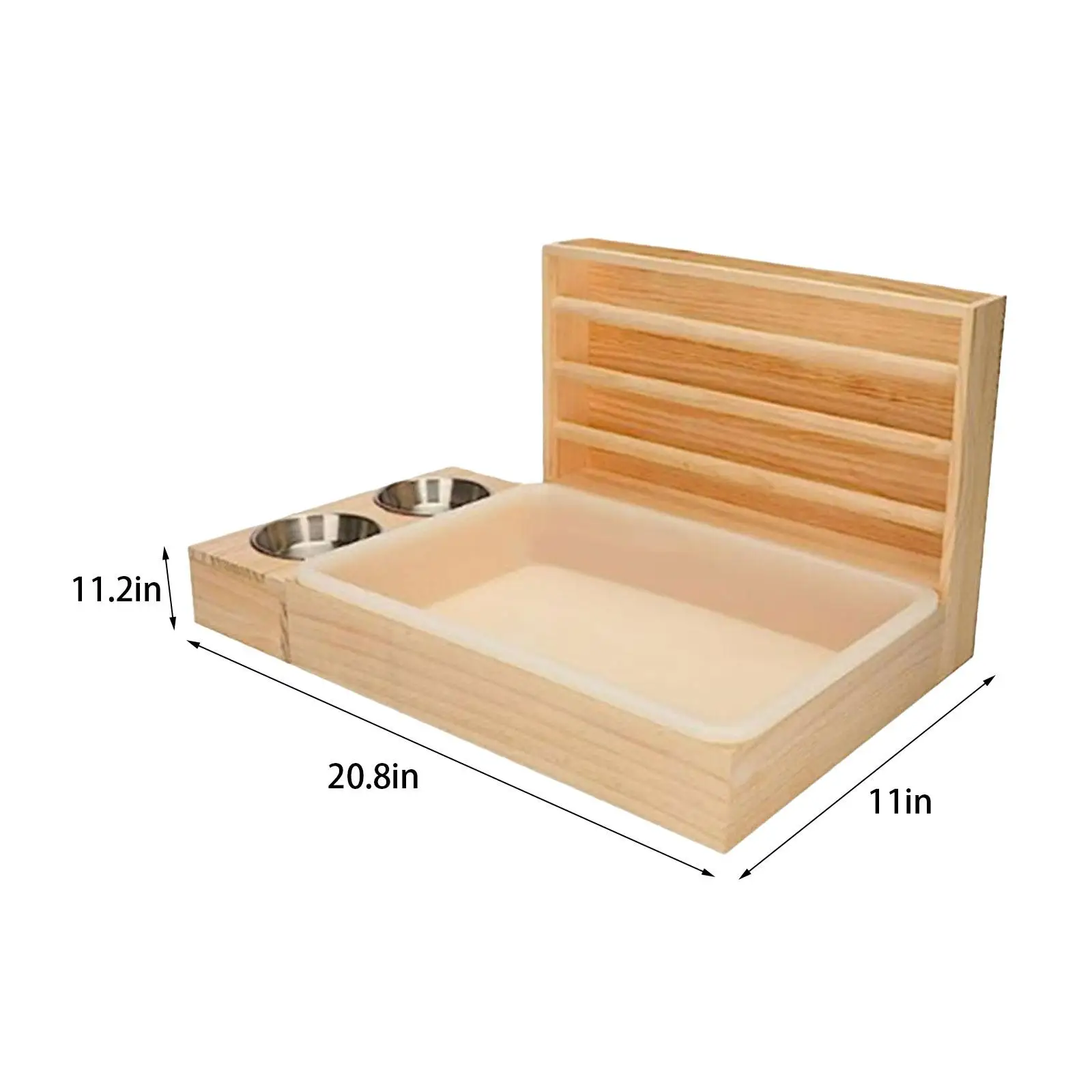 Wooden Rabbit Hay Feeder with Litter Box Bowls Water Feeder Bunny Feeder Manger for Chinchilla Guinea Pig Bunny Small Animals