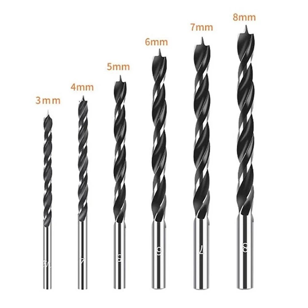 6 unids/set juego de brocas para carpintería Kit de brocas de 3MM-8MM para herramientas de madera broca en espiral acero rico en carbono