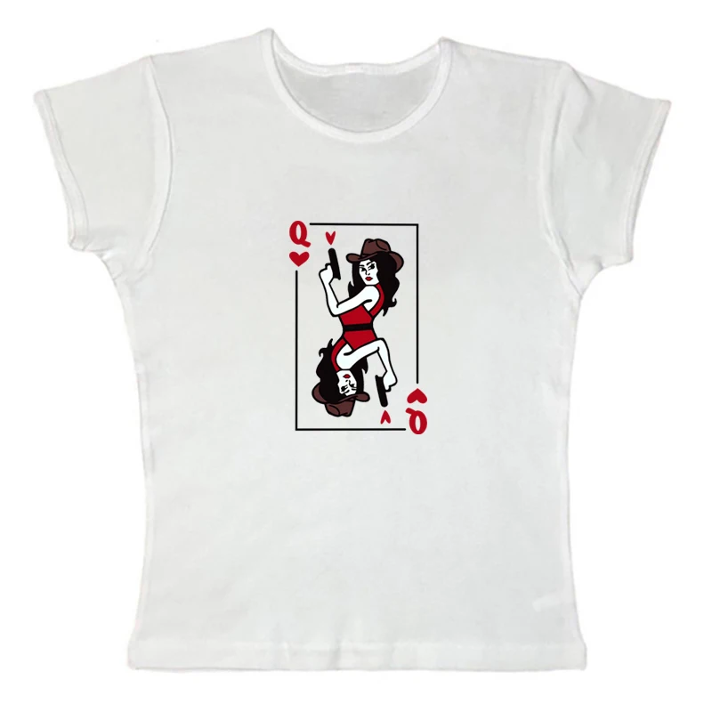

Summer Women's T-shirt Fun Pattern Printed Gothic Baby T-shirt Harajuku Retro Slim Short Street Style Sexy Y2K Baby T-shirt EMO