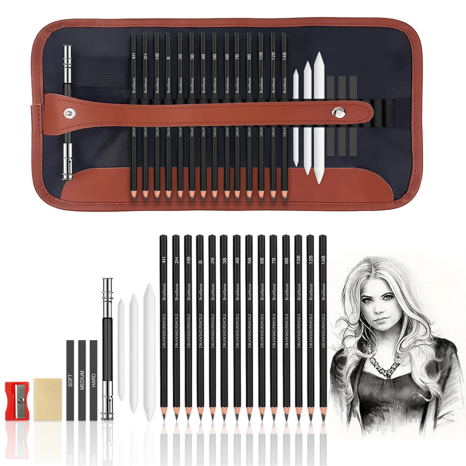 A Set of Art Pencils Designed for Sketching & Drawing,Featuring Graphite Pencils & Pro -Grade Supplies for Painting,Blending