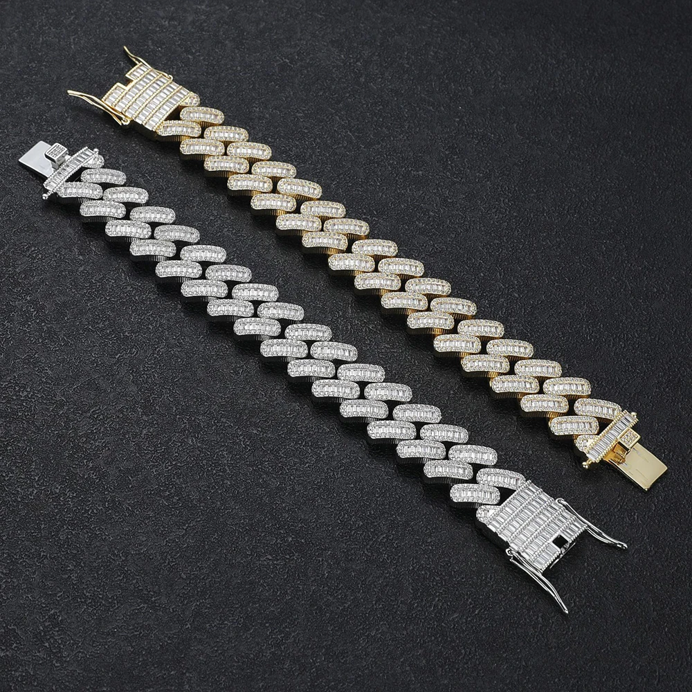 19mm Square baguettes Ice Out Bracelet For Men Hip Hop Bracelet Full Diamond Bracelet Jewelry Free Shipping