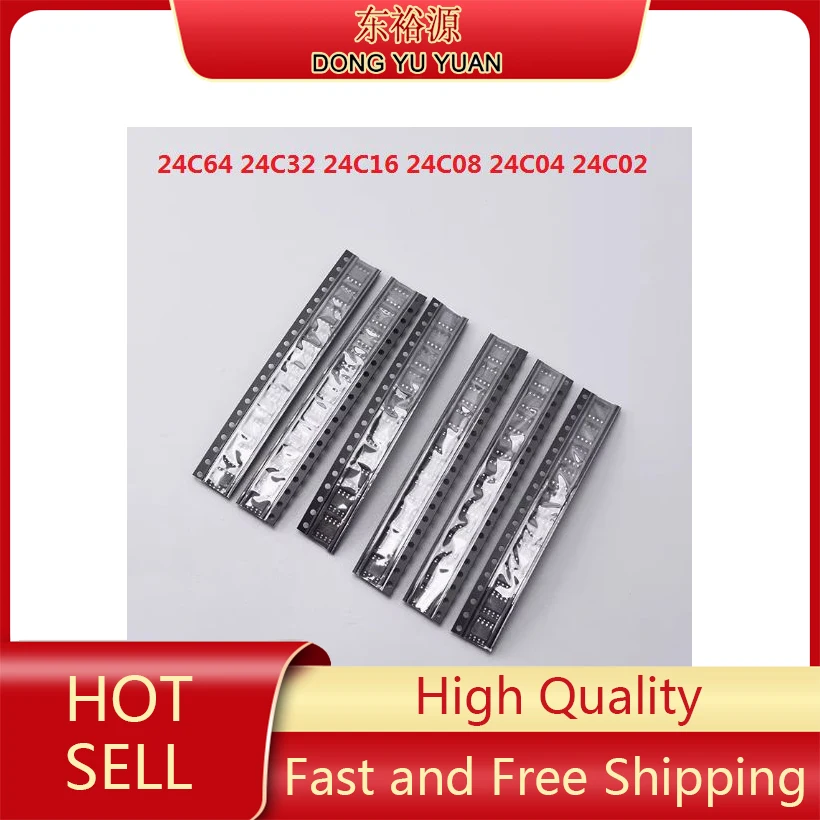 Freeship 60pcs = 6 Kinds * 10 Pcs 24C02 24C04 24C08 24C16 24C32 24C64  Sop-8 EEPROM  flash memory chip