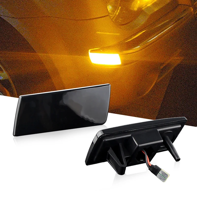 2PCS LED Side Marker Light Amber Front Bumper Turn Signal Light For Chrysler 300 300C white LED Driving Lights/Parking Lights