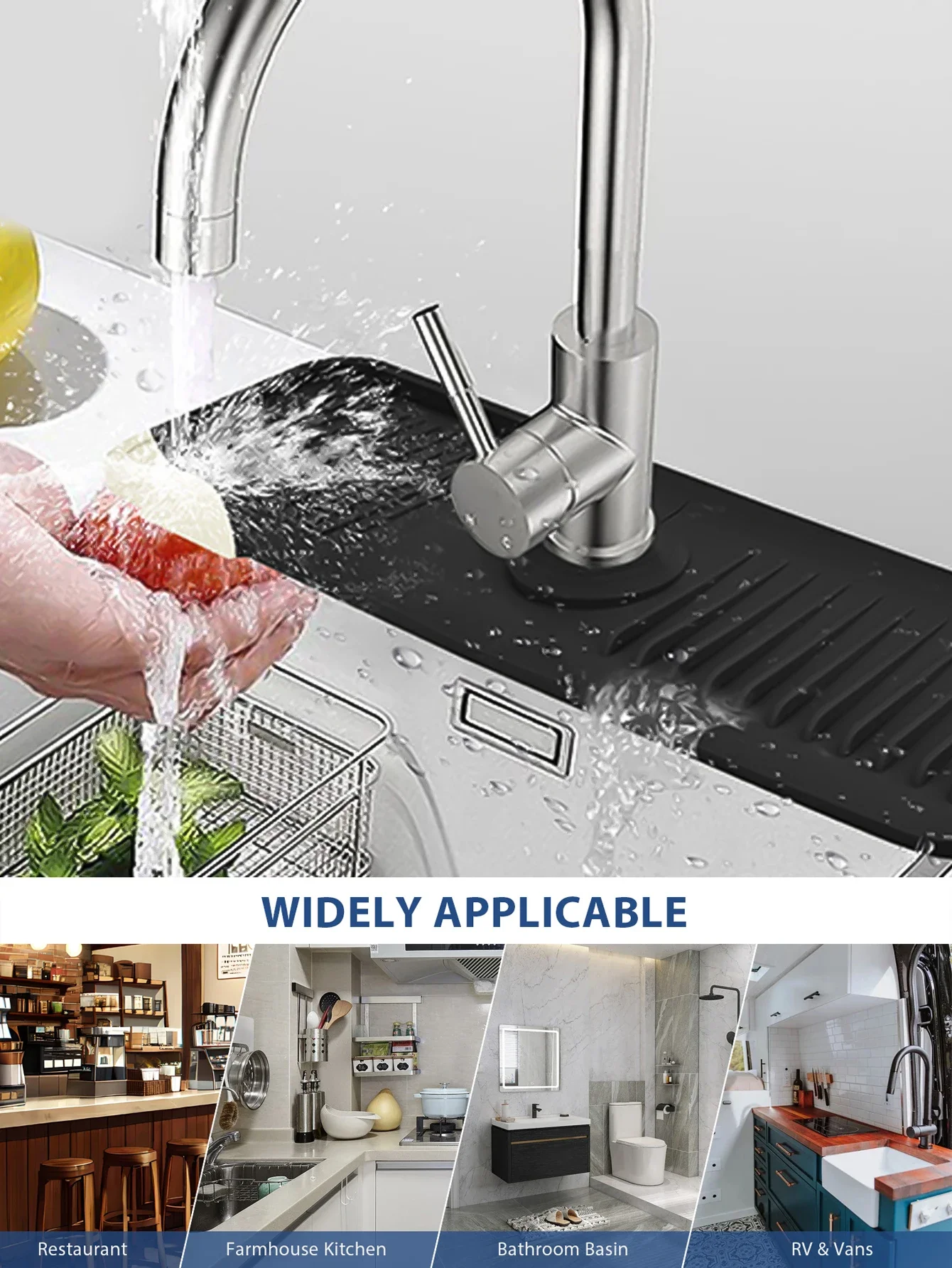 Kitchen Silicone Sink Faucet Mat Splash Guard for Sink Faucet Absorbent Sink Protectors Mat Kitchen Gadgets