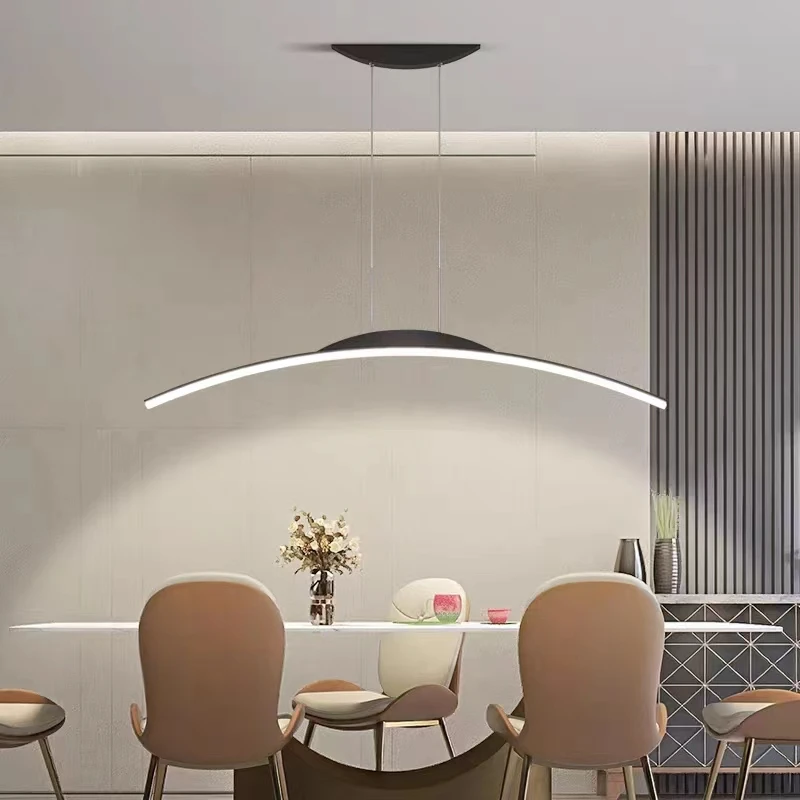 Modern Long Strip LED Pendant Lamp Hanging Light for Ceiling Dining Tables Room Home Decor Minimalist Indoor Lightings