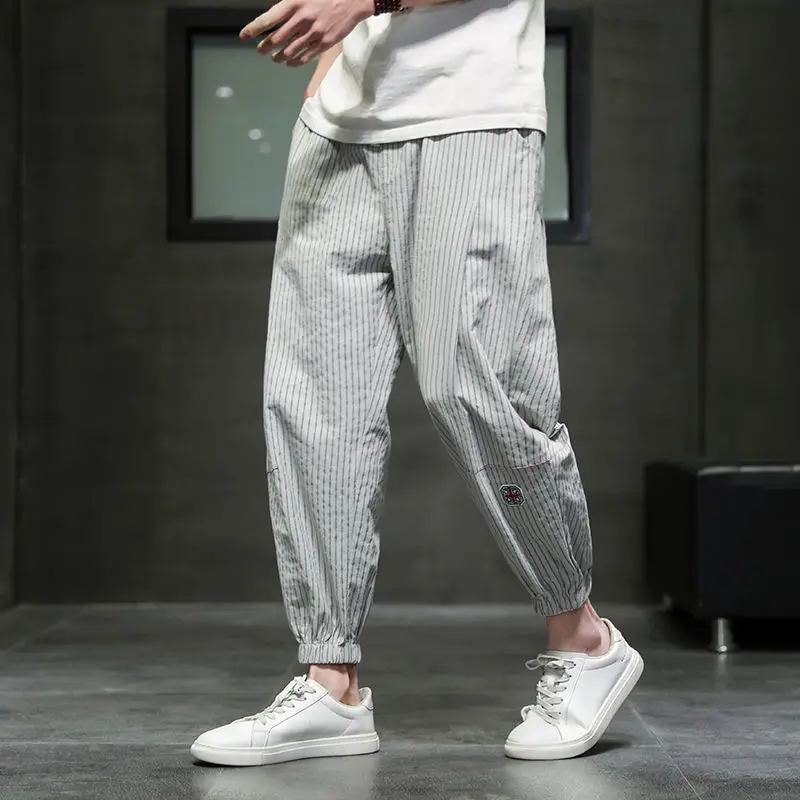 Ropa de cintura alta para hombre, pantalones informales de algodón sólido con bolsillos que combinan con todo, moda de primavera y verano