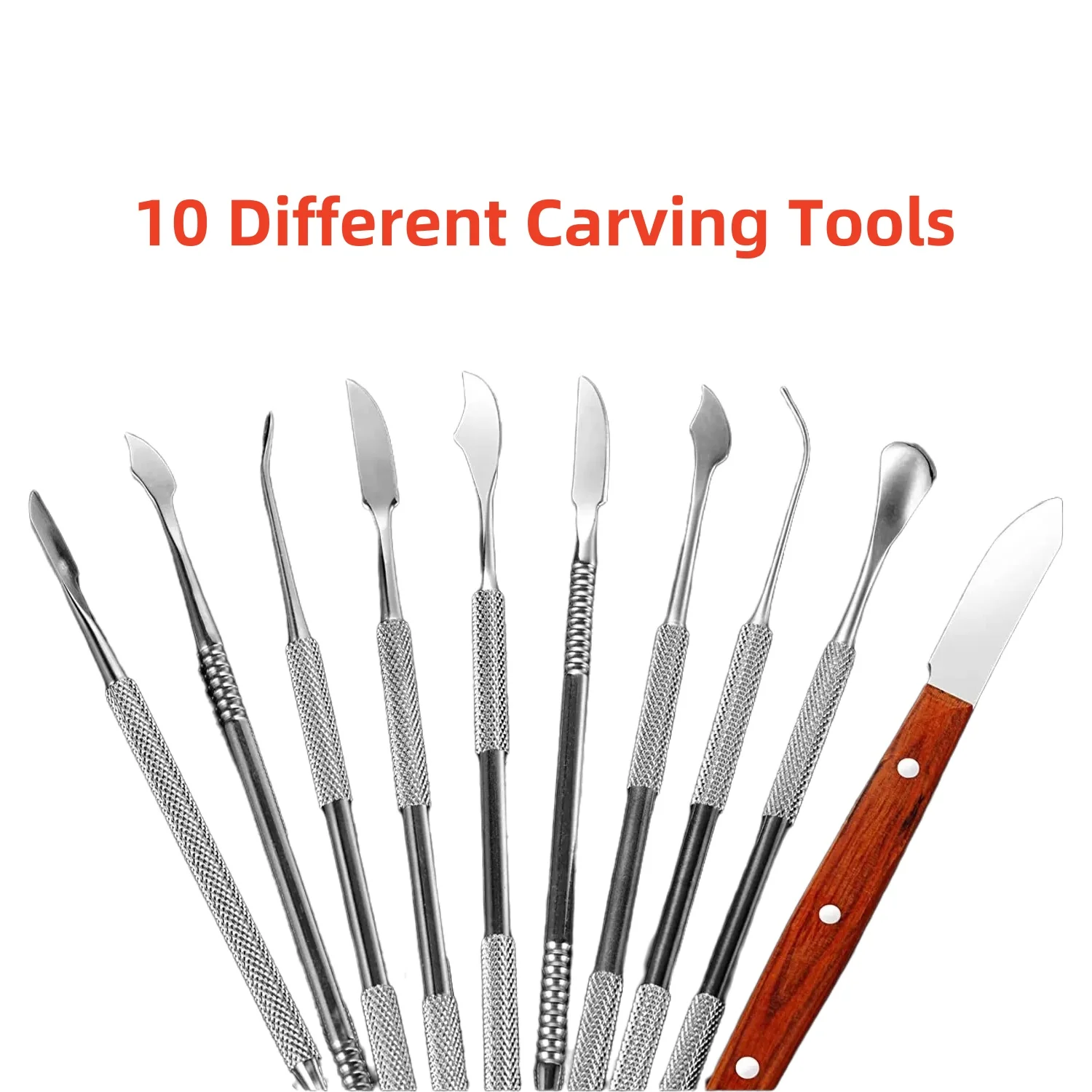 10PCS Dental Wax Carvers Carving Kit Stainless Steel Spatula Plaster Knife Teeth Wax Carving Tool Silver Dentist Equipment