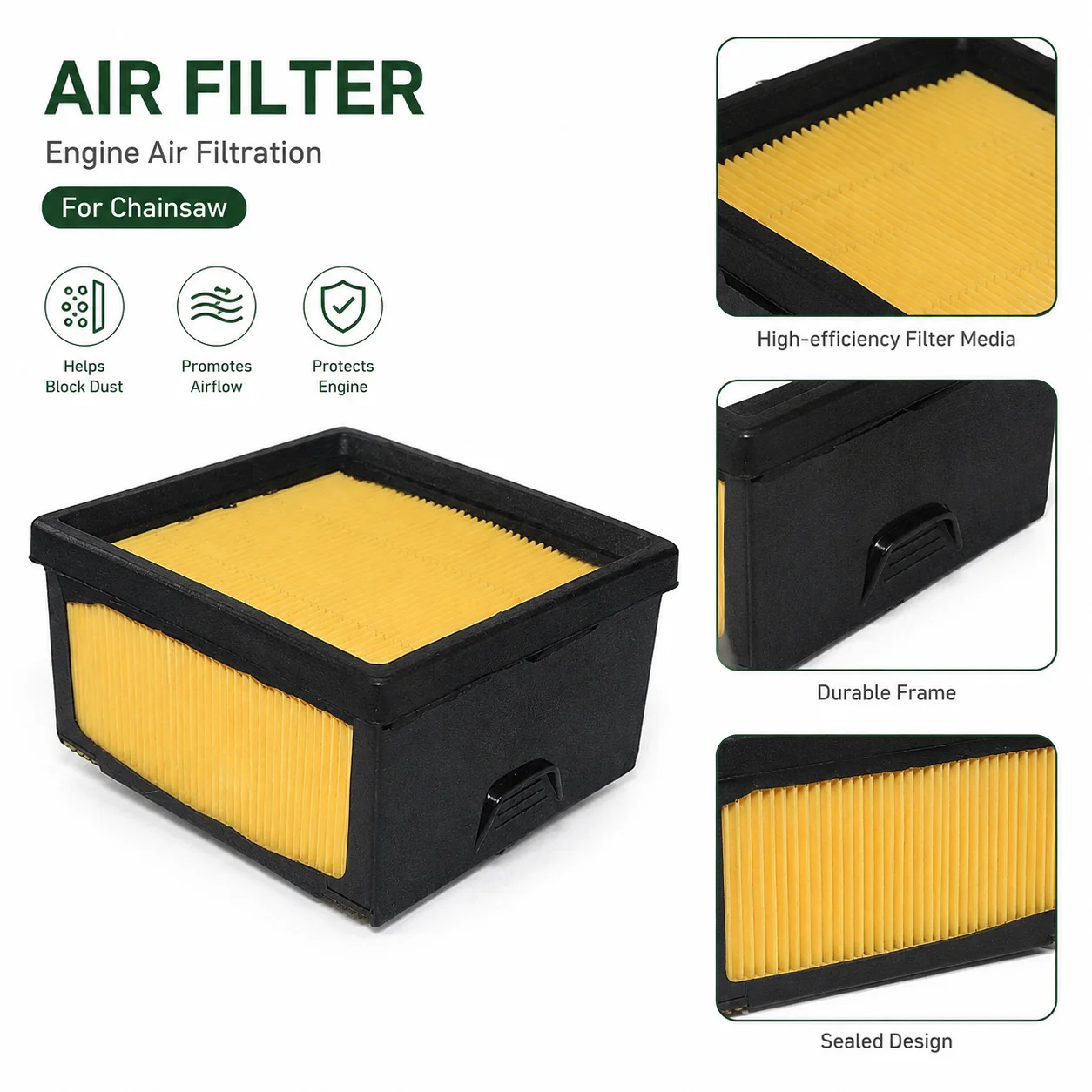 Air Filter Fuel Filter Kit for Husqvarna K760 Cut-Off Saw Chainsaw, Replaces 574362301 525470601, 2 Air Filters 2 Fuel Filters