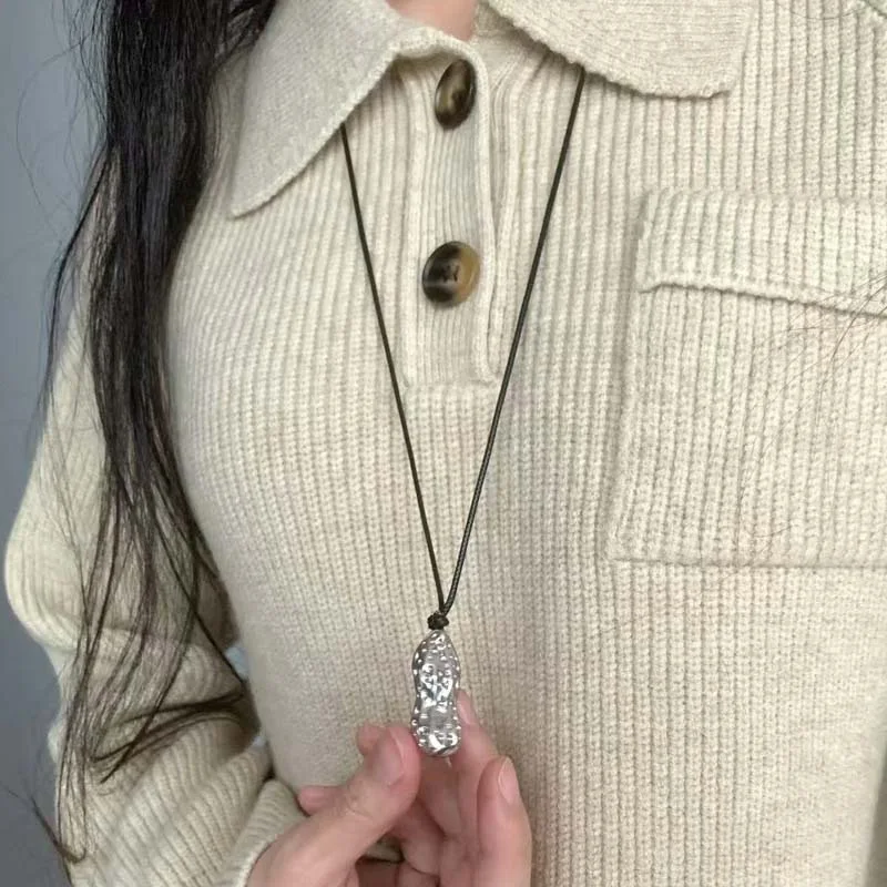 الإبداعية الفول السوداني قلادة قلادة جديدة سترة سلسلة حسن الحظ الميمون مجوهرات حبل سلسلة قلادة سحر الإكسسوارات هدية