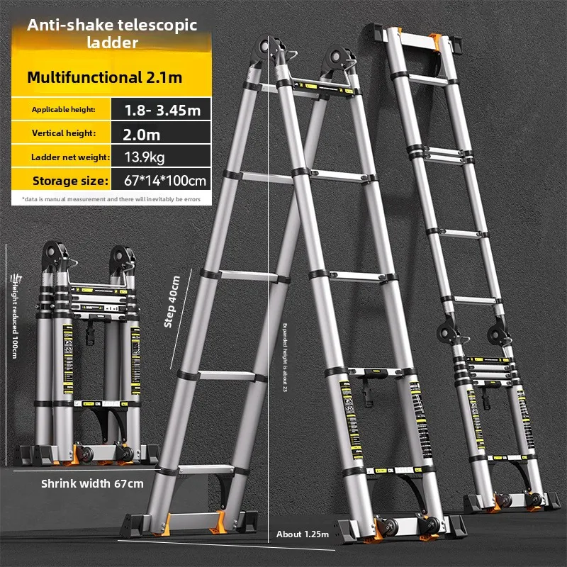 Aluminum alloy telescopic  multi-function, herringbone  bamboo ladder folding, elevator staircase household